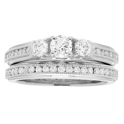 White Gold 1ct TDW Round Diamond Bridal Set IGL Certified Ring - Handcrafted By Name My Rings™