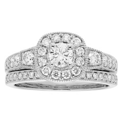 White Gold 1ct TDW Round Diamond Bridal Set IGL Certified Ring - Handcrafted By Name My Rings™