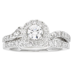 White Gold 1ct TDW Round Diamond Bridal Set IGL Certified Ring - Handcrafted By Name My Rings™