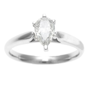 White Gold 3/4ct TDW IGL Certified 6-Prong Pear Cut Diamond Solitaire Ring - Handcrafted By Name My Rings™