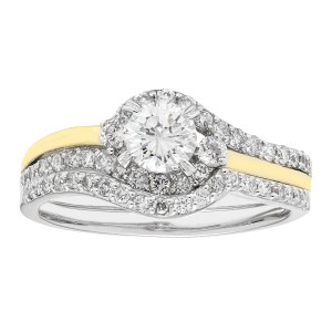 Gold 1-ct TDW H-I,I1 IGL Certified Round-cut Bridal Set - Handcrafted By Name My Rings™