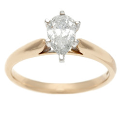 Gold 1ct TDW IGL Certified Pear Cut Diamond Solitaire Ring - Handcrafted By Name My Rings™
