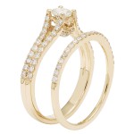 Gold 1ct TDW IGL Certified Round Diamond Bridal Set - Handcrafted By Name My Rings™