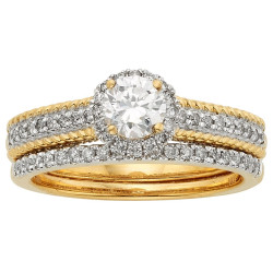 Yellow Two-tone Gold 1 1/2ct TDW IGL Certified Round Diamond Bridal Set - Handcrafted By Name My Rings™