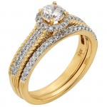 Yellow Two-tone Gold 1 1/2ct TDW IGL Certified Round Diamond Bridal Set - Handcrafted By Name My Rings™