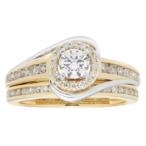 Yellow and White Gold 1ct TDW Round Diamond Bridal Set IGL Certified Ring - Handcrafted By Name My Rings™