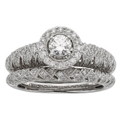 Art Deco White Gold 1ct TDW Diamond Bridal Set - Handcrafted By Name My Rings™