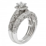 Art Deco White Gold 1ct TDW IGL Certified Diamond Bridal Set - Handcrafted By Name My Rings™