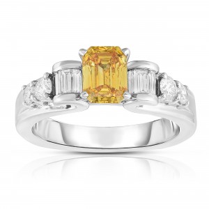 Solaura 14kt White Gold 1 5/ 8ct TW Certified Lab-grown Yellow Diamond Engagement Ring - Handcrafted By Name My Rings™