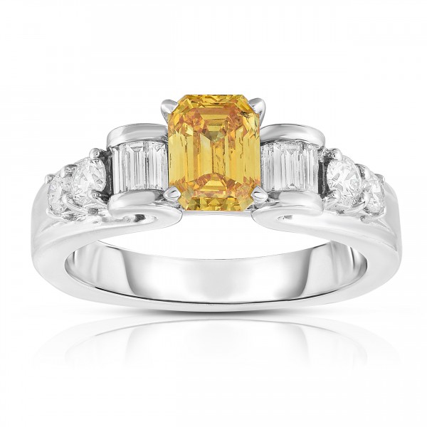 Solaura 14kt White Gold 1 5/ 8ct TW Certified Lab-grown Yellow Diamond Engagement Ring - Handcrafted By Name My Rings™