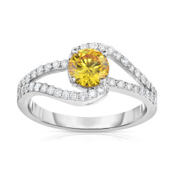 White Gold 1 1/10ct TDW Brilliant Lab-Grown Diamond Swirl-Inspired Ring - Handcrafted By Name My Rings™