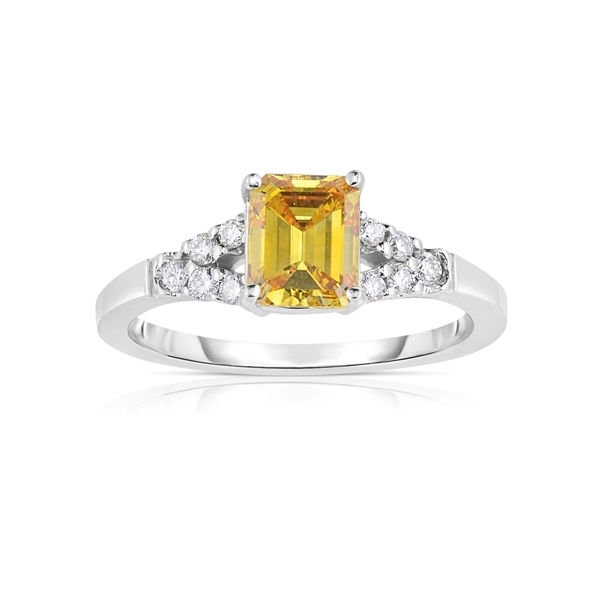 White Gold 1 1/10ct TW Emerald Cut Lab-Grown Diamond Ring  - Handcrafted By Name My Rings™
