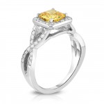 White Gold 1 1/3ct TDW Radiant-cut Lab-grown Diamond Halo Ring - Handcrafted By Name My Rings™