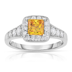 White Gold 1 1/4 ct TW Princess Cut Lab-Grown Diamond Halo Ring - Handcrafted By Name My Rings™