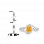 White Gold 1 5/8ct TDW Radiant-cut Lab-grown Diamond Swirl-inspired Ring SI - Handcrafted By Name My Rings™