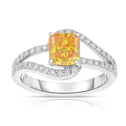 White Gold 1 5/8ct TDW Radiant-cut Lab-grown Diamond Swirl-inspired Ring SI - Handcrafted By Name My Rings™