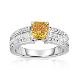 White Gold 2 1/4ct TDW Fancy Yellow Radiant-cut Lab-grown Diamond Ring - Handcrafted By Name My Rings™