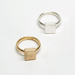Solid Square  Gold Signet Ring - Geometric - Solid Gold Ring - Handcrafted By Name My Rings™