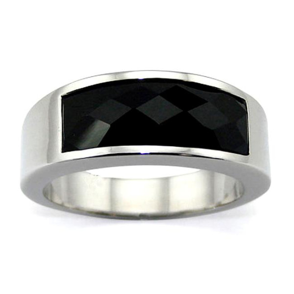 Stainless Steel Black Inlay Cocktail Ring - Handcrafted By Name My Rings™