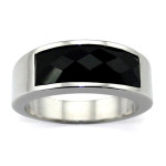 Stainless Steel Black Inlay Cocktail Ring - Handcrafted By Name My Rings™