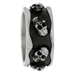 Stainless Steel Black Ionic Plating Skull Detail Fashion Ring - Handcrafted By Name My Rings™