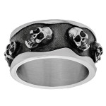 Stainless Steel Black Ionic Plating Skull Detail Fashion Ring - Handcrafted By Name My Rings™