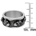 Stainless Steel Black Ionic Plating Skull Detail Fashion Ring - Handcrafted By Name My Rings™