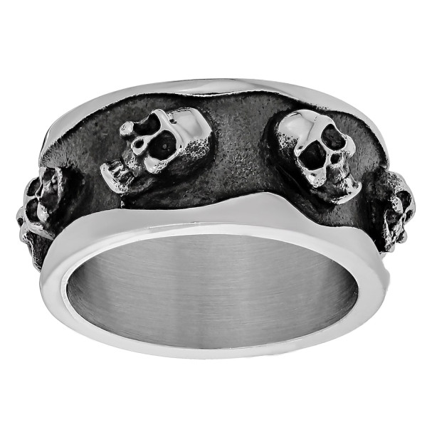 Stainless Steel Black Ionic Plating Skull Detail Fashion Ring - Handcrafted By Name My Rings™