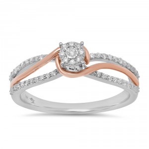 Sterling Essentials White and Rose Gold 1/5ct TDW Diamond Promise Ring - Handcrafted By Name My Rings™
