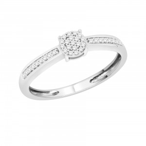 Sterling Silver 1/10ct TDW Natural Diamond Stylish Promise Ring - Handcrafted By Name My Rings™