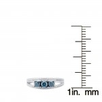 Sterling Silver 1/2ct TDW Blue Diamond 3- Stone Engagement Ring - Handcrafted By Name My Rings™