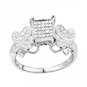 Sterling Silver 1/3ct TDW Butterfly Diamond Engagement Ring - Handcrafted By Name My Rings™