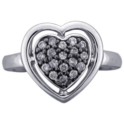 Sterling Silver 1/4ct TDW Diamond Heart Ring by Ever One - Handcrafted By Name My Rings™
