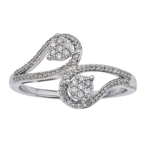 Sterling Silver 1/5ct TDW Diamond Two-stone Promise Ring - Handcrafted By Name My Rings™