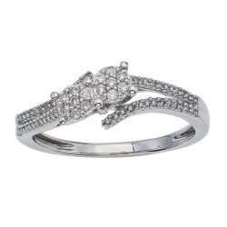 Sterling Silver 1/5ct TDW Diamond Two-stone Promise Ring - Handcrafted By Name My Rings™