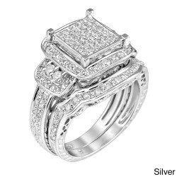 Sterling Silver 3/4ct TDW White Diamond Halo Ring - Handcrafted By Name My Rings™