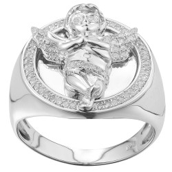 Sterling Silver Men's 1/3ct TDW Diamond Angel Fashion Ring - Handcrafted By Name My Rings™