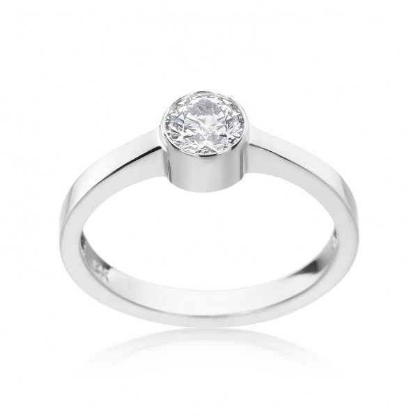 White Gold 1/2ct TDW Diamond Bezel Ring - Handcrafted By Name My Rings™