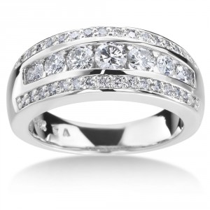 White Gold 1ct TDW 3-row Diamond Ring - Handcrafted By Name My Rings™