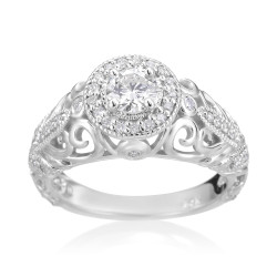 White Gold 3/4ct TDW Diamond Vintage-style Engagement Ring - Handcrafted By Name My Rings™