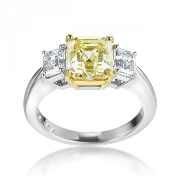 White Gold and Platinum Yellow and White Diamond 3.55ct TDW Ring - Handcrafted By Name My Rings™