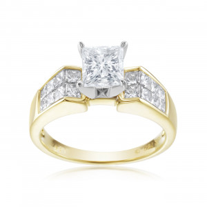 SummerRose, One of a Kind Two Tone Princess Cut Diamond Ring - Handcrafted By Name My Rings™
