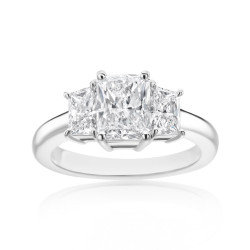 Platinum 2 3/8ct TDW Radiant and Trapezoid Diamond 3-stone Ring - Handcrafted By Name My Rings™