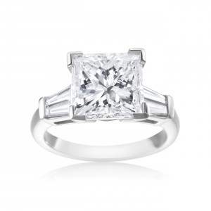 Platinum 5 1/2ct TDW Princess-cut and Tapered Baguette Diamond Ring - Handcrafted By Name My Rings™