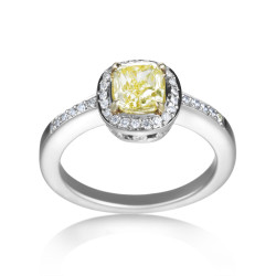 Platinum/Gold 1 1/4ct TDW Intense Yellow Diamond Ring - Handcrafted By Name My Rings™