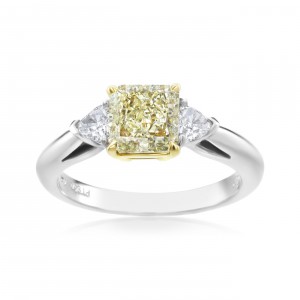 SummerRose, Platinum/18kt 1 4/5 TDW Yellow Trillion 3 Stone Ring - Handcrafted By Name My Rings™