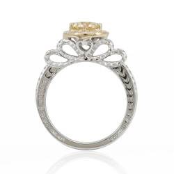 White Gold Diamond Yellow Centerstone Ring - Handcrafted By Name My Rings™