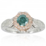 Two-Tone Gold 1 3/8ct TDW Greenish Blue/ White Diamond Engagement Ring - Handcrafted By Name My Rings™