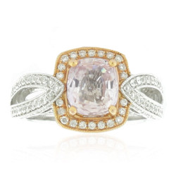 Two-Tone Gold, Diamond and Morganite Asscher-Cut Ring - Handcrafted By Name My Rings™