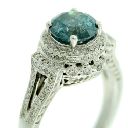 White Gold & Blue Diamond Round-Cut Bridal Engagement Ring - Handcrafted By Name My Rings™